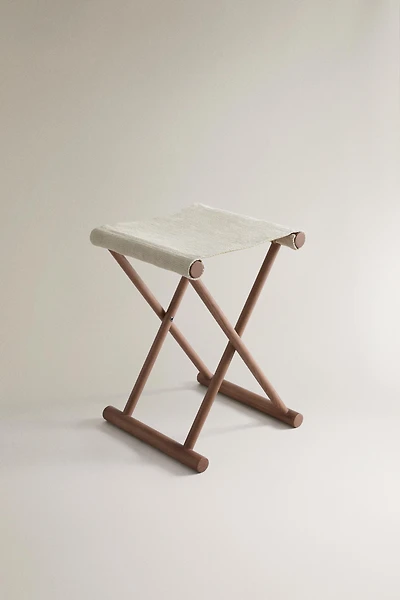 FOLDING ASH WOOD AND COTTON STOOL