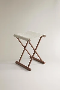 FOLDING ASH WOOD AND COTTON STOOL