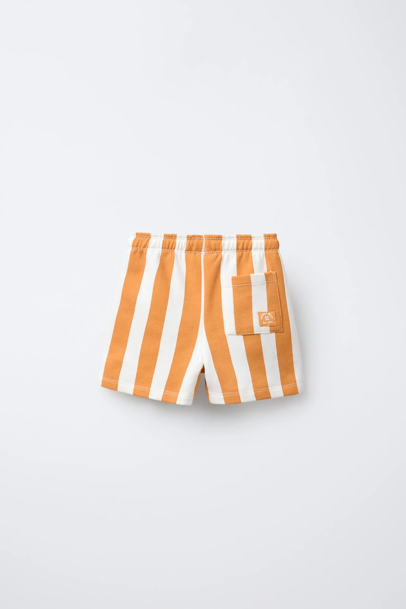 BERMUDA EN MOLLETON STRAIGHT À RAYURES