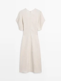 Lightweight short sleeve linen midi dress