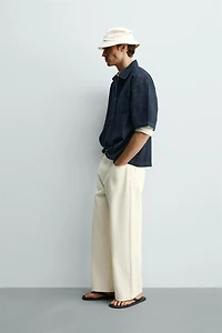 STRIPED DENIM POLO SHIRT