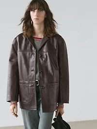 Nappa leather blazer with buttons