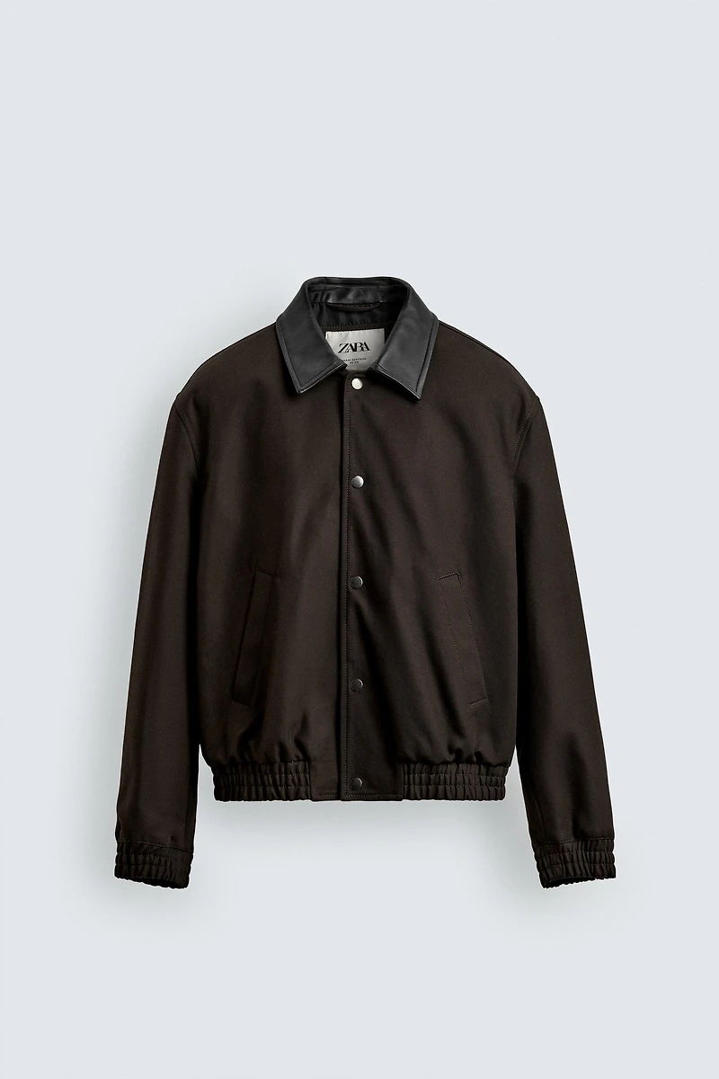 RELAXED FIT JACKET WITH CONTRAST COLLAR