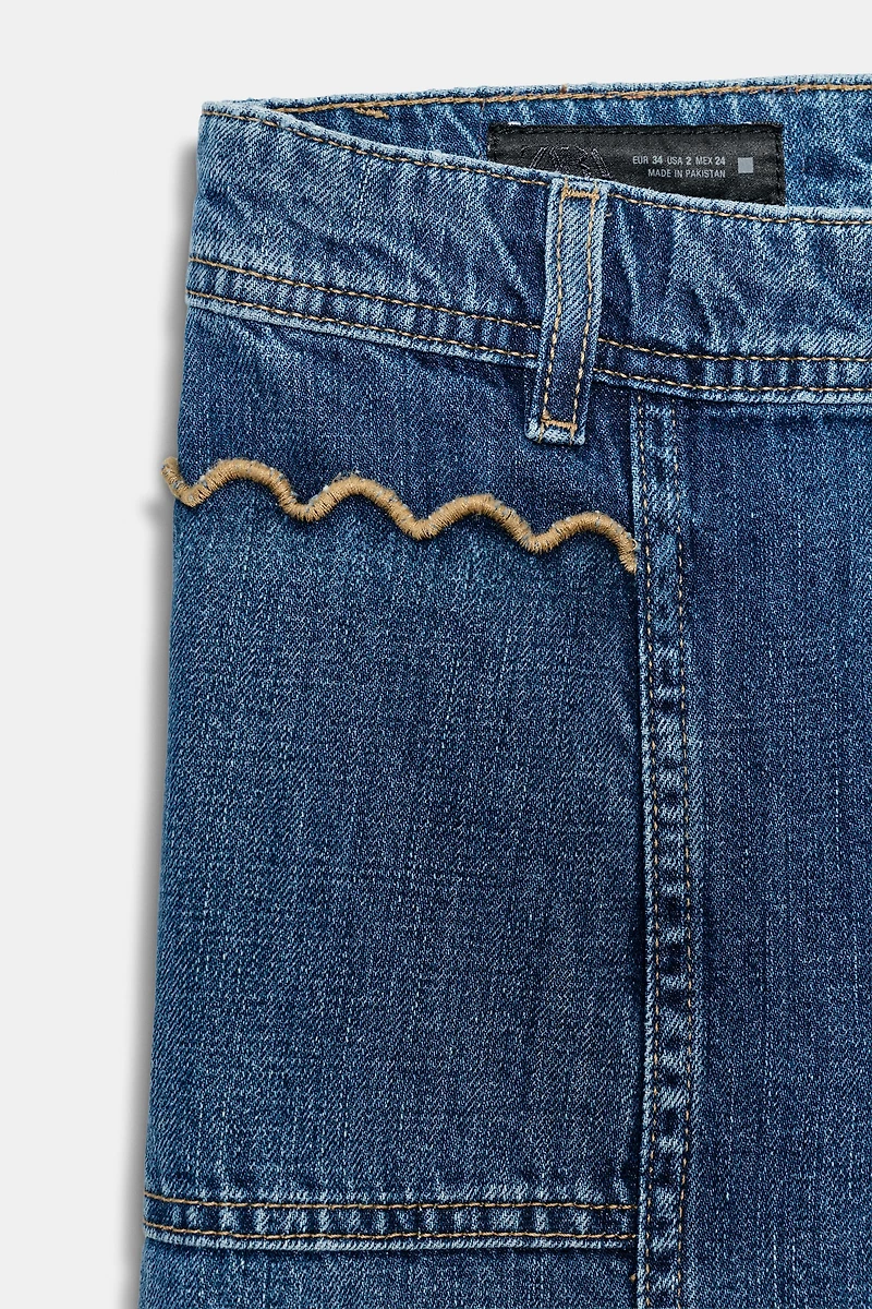 JEAN Z1975 JUPE-CULOTTE TAILLE HAUTE SURPIQÛRES