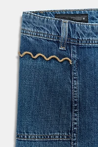 JEAN Z1975 JUPE-CULOTTE TAILLE HAUTE SURPIQÛRES