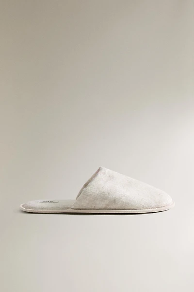 LINEN MULE SLIPPERS