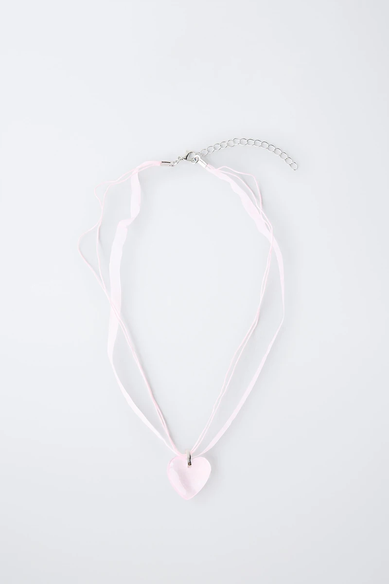 HEART ORGANZA CORD NECKLACE