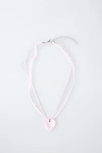 HEART ORGANZA CORD NECKLACE