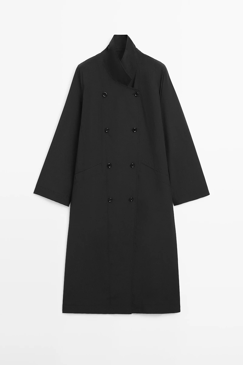 Double-breasted technical trench coat