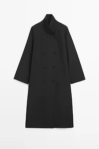 Double-breasted technical trench coat