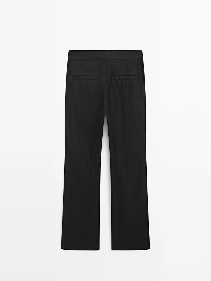 100% linen kick flare fit trousers