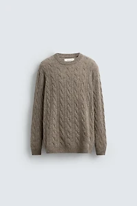 100% WOOL CABLE SWEATER