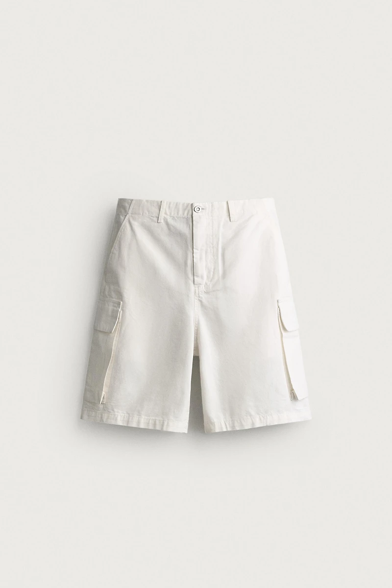 RELAXED FIT CANVAS CARGO SHORTS