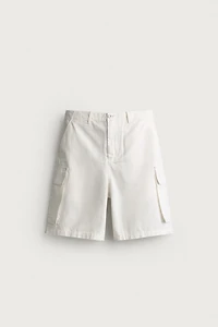 RELAXED FIT CANVAS CARGO SHORTS