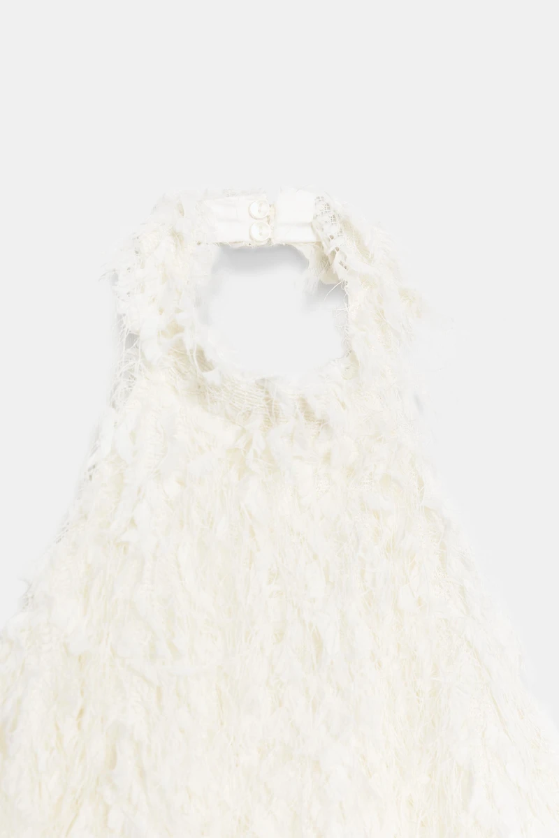 FRINGED KNIT MINI DRESS