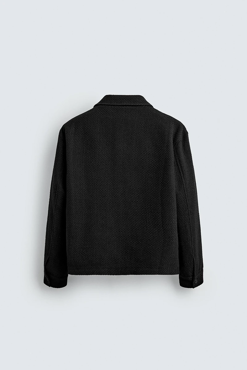 TEXTURED ZIP-UP OVERSHIRT