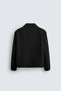 TEXTURED ZIP-UP OVERSHIRT