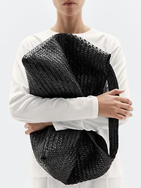 Nappa leather woven maxi tote bag