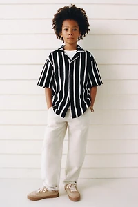 STRIPED TEXTURED BOWLING SHIRT