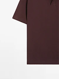 Textured knit short sleeve polo shirt