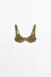 Shimmery gathered underwire bikini top