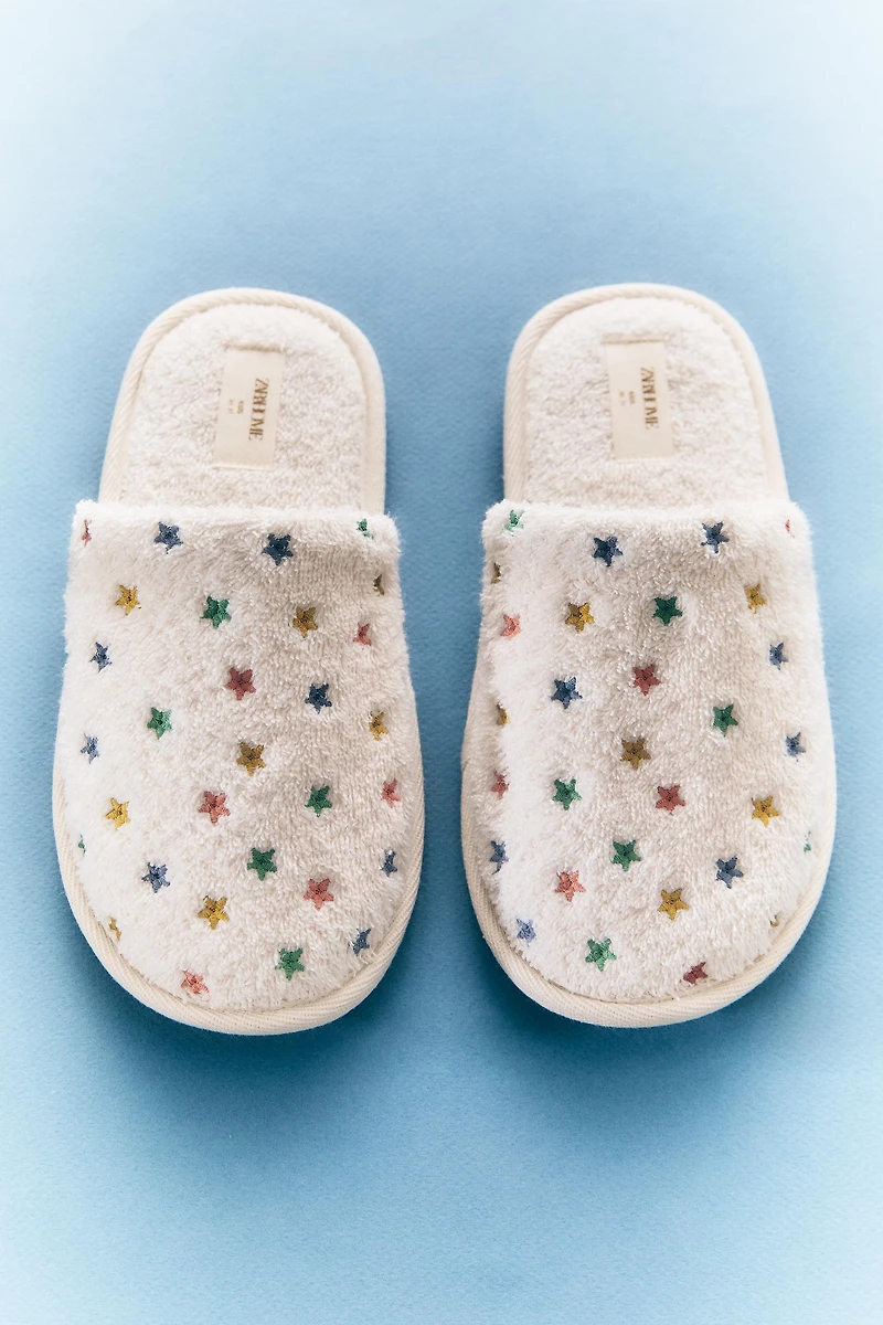 TERRYCLOTH STAR MULE SLIPPERS
