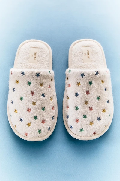 TERRYCLOTH STAR MULE SLIPPERS