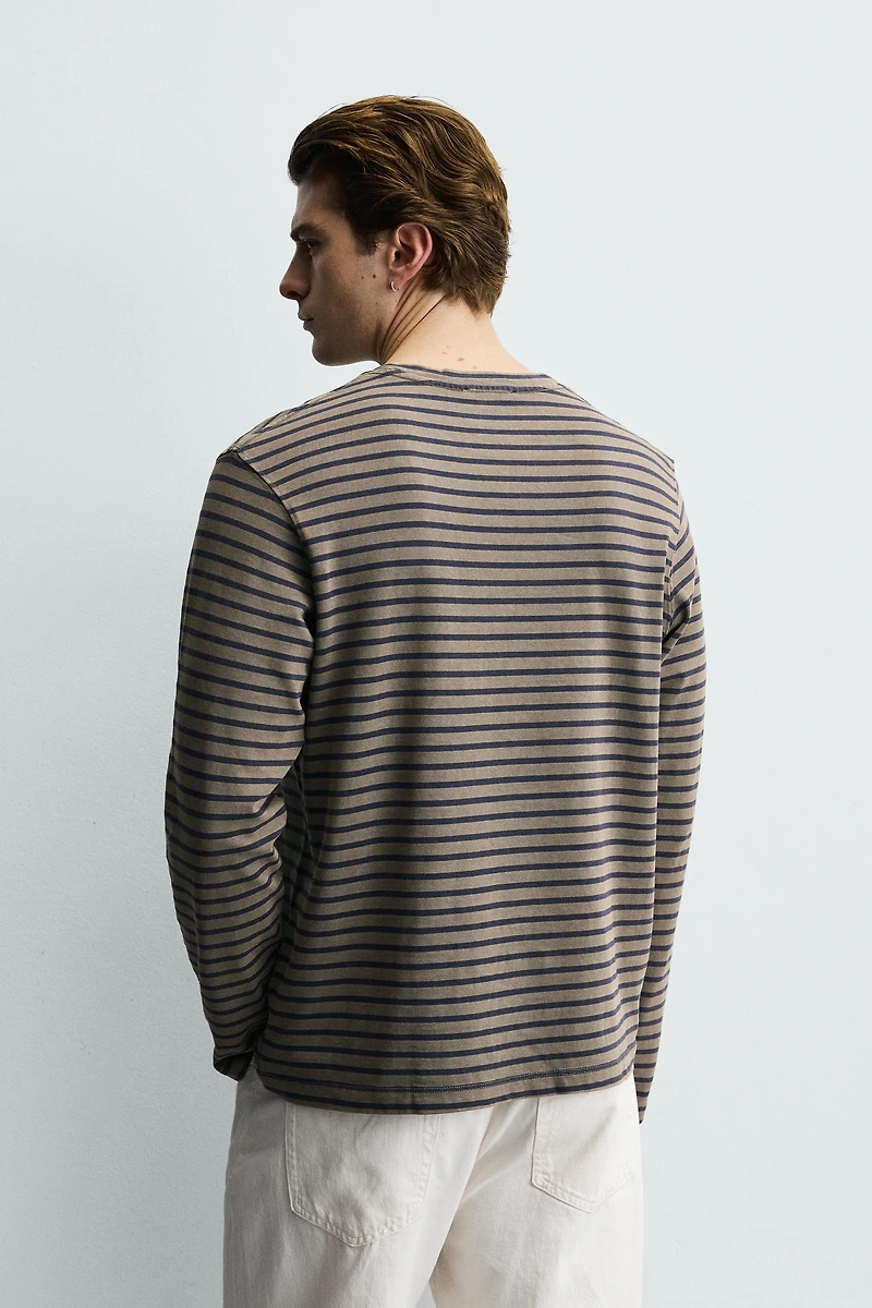 WASHED STRIPED T-SHIRT