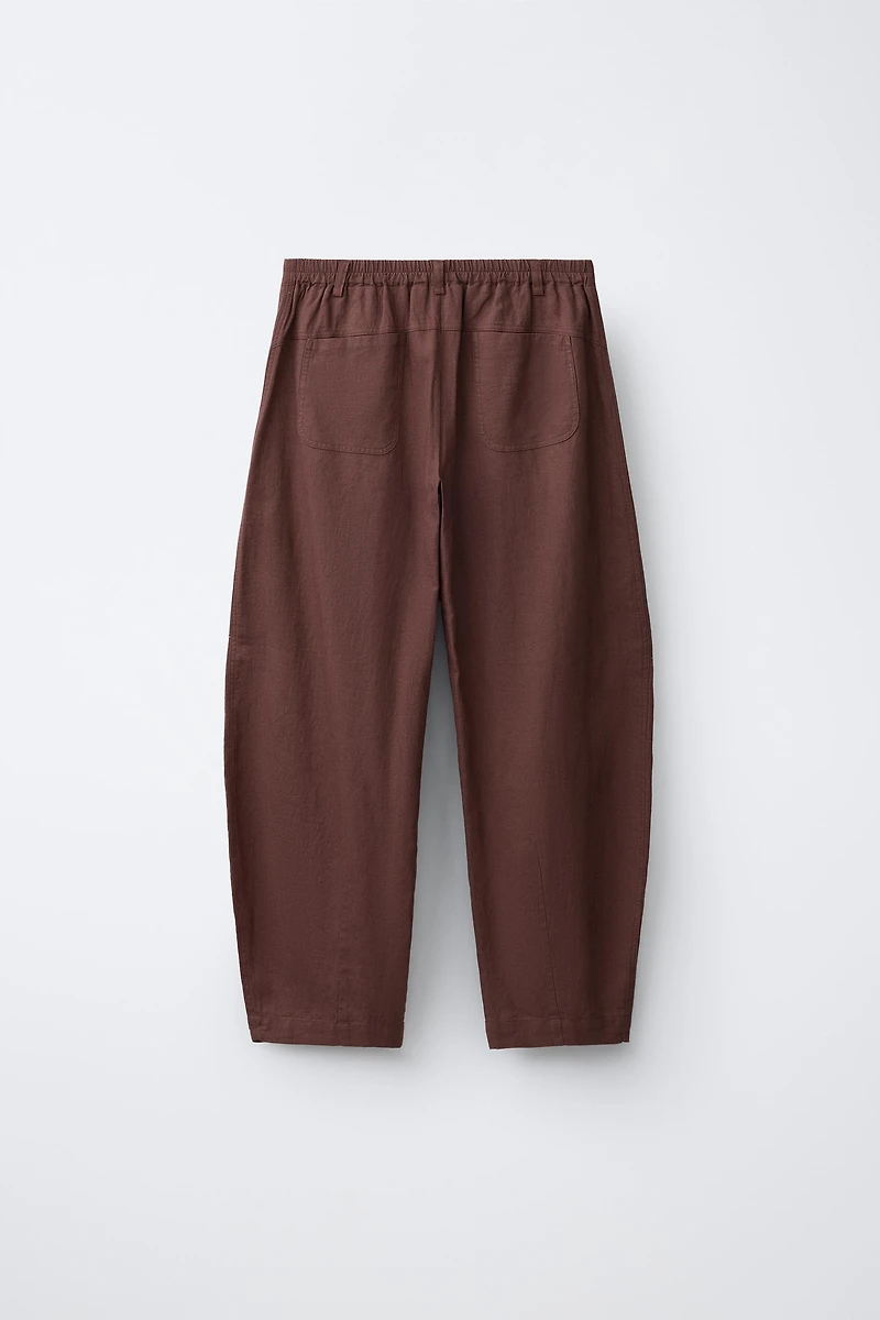 LINEN BARREL PANTS