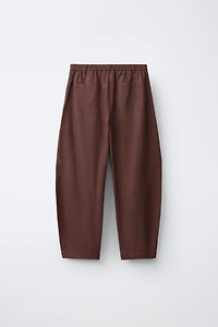 LINEN BARREL PANTS