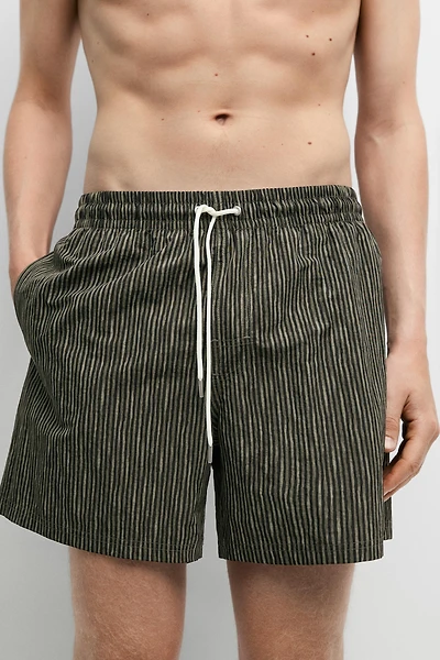 Striped print swimming trunks