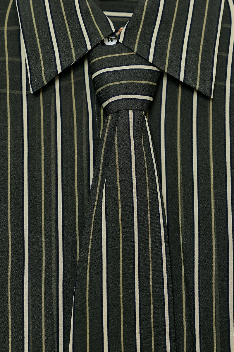 ZW COLLECTION FLOWY STRIPED TIE SHIRT