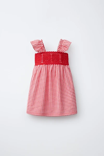 ROBE À CARREAUX VICHY ET CROCHET