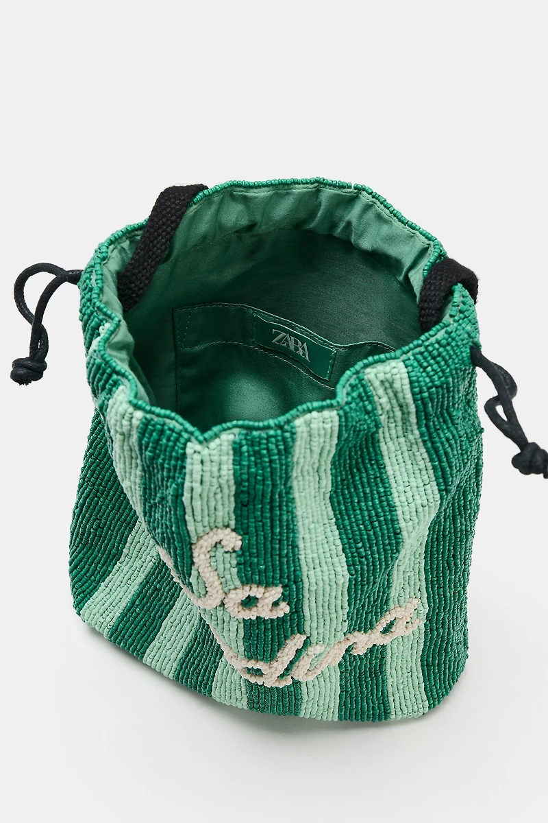 BEADED BUCKET BAG