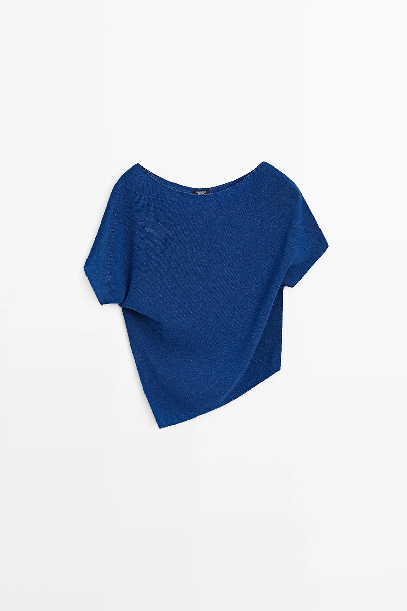 T-shirt asymétrique à manches courtes en lin