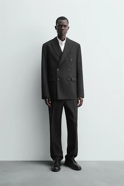 100% WOOL DOUBLE BREASTED SUIT BLAZER