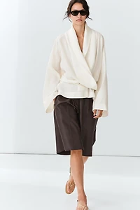 Long nappa leather Bermuda shorts