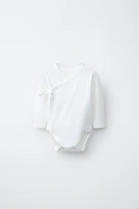 THREE-PACK OF RIBBED KIMONO NECK BODYSUITS