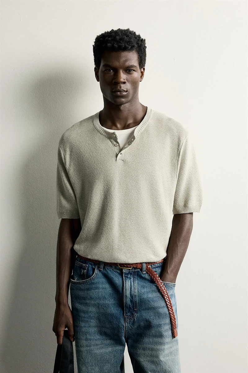 KNIT HENLEY T-SHIRT