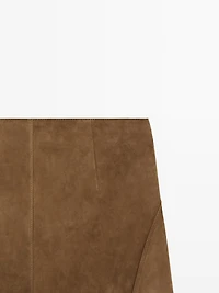 Suede leather mini skirt