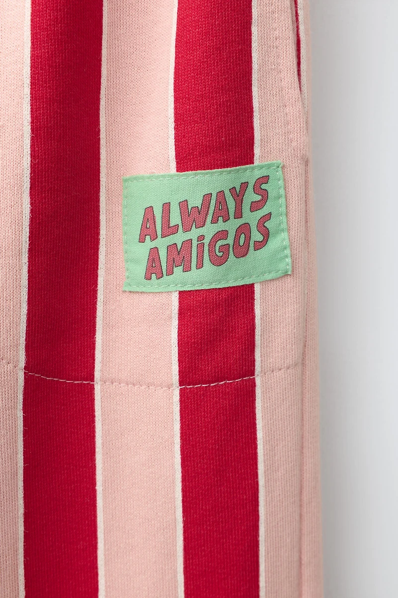 STRIPED RELAXED FIT PANTS WITH LABEL