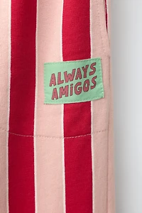 STRIPED RELAXED FIT PANTS WITH LABEL