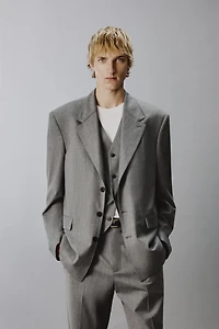STRIPED TEXTURED SUIT JACKET