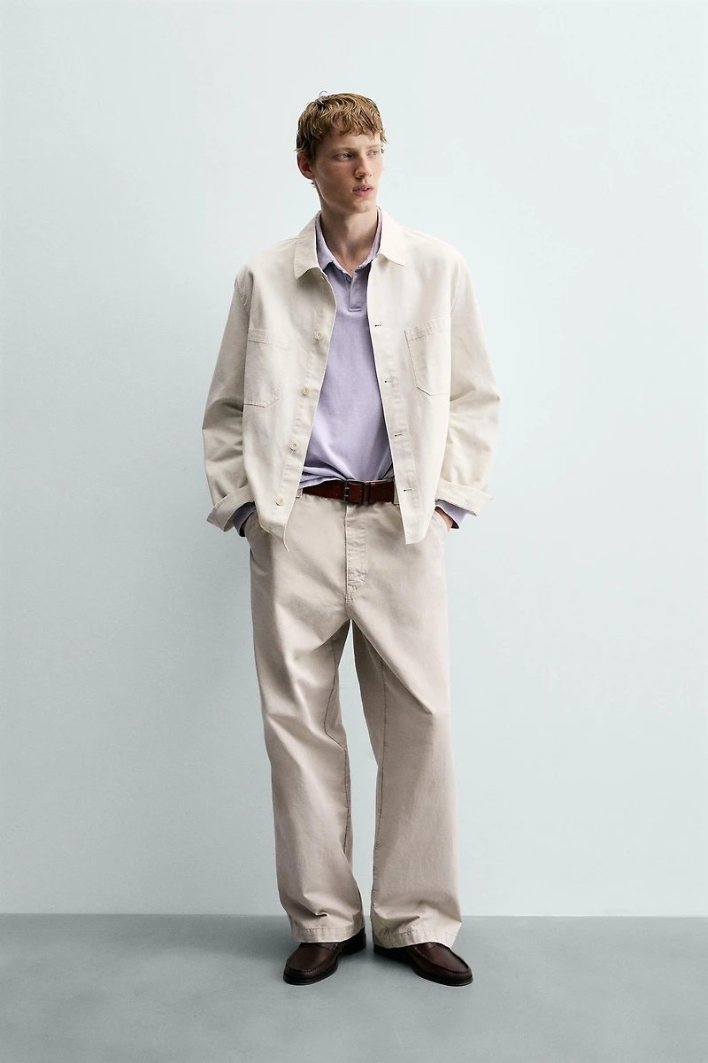 VINTAGE WASH EFFECT STRAIGHT FIT CHINO PANTS
