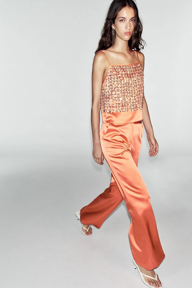 SATIN STRAIGHT-LEG TROUSERS