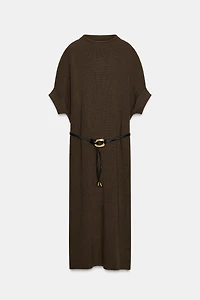 KNIT BELTED DRESS