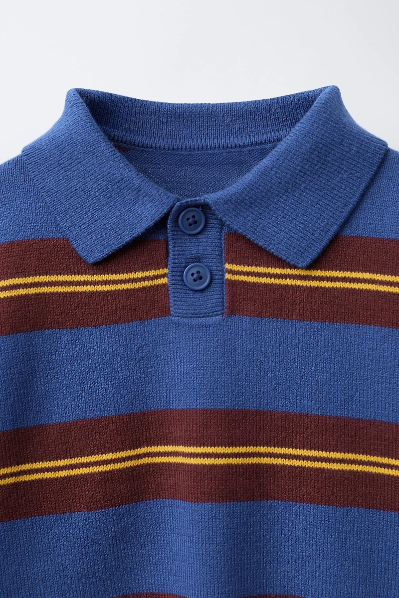 STRIPED KNIT POLO SHIRT