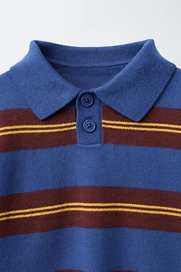 STRIPED KNIT POLO SHIRT