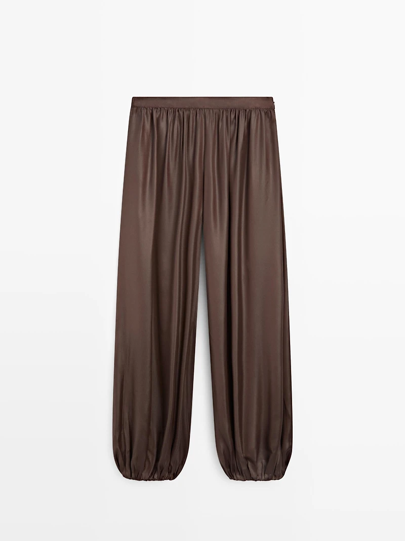 Flowing balloon fit satin trousers