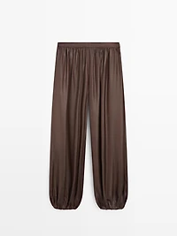 Flowing balloon fit satin trousers